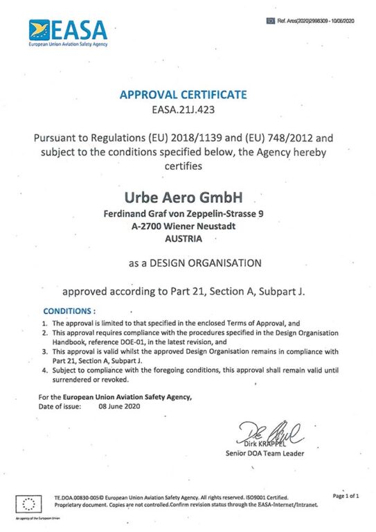 Approval Certificate EASA.21J.423